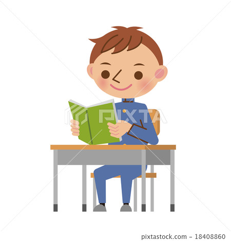 男子初中生和高中生在課堂上看書 18408860