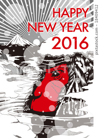 2016年新年賀卡_溫泉猴01 18409412