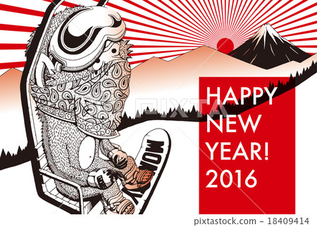 2016新年卡_猴子邊框 18409414