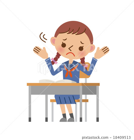 女孩初中和高中學生患有學習和上課 18409513