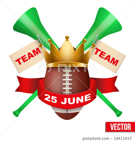 Announcement Sporting Poster with Football Ball. 18411657