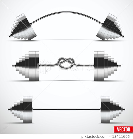 Symbols barbells, classic, arched and tied in knot Symbols barbells, classic, arched and tied in knot 18411665