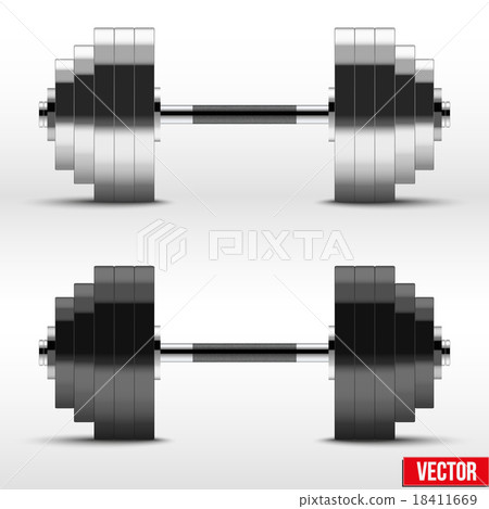 Black and silver classic power dumbbells Black and silver classic power dumbbells 18411669