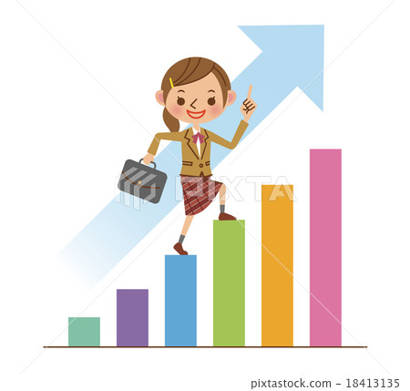 Girls in the blazer who climb the bar graph... - Stock Illustration  [18413135] - PIXTA