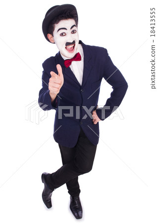 Personification of Charlie Chaplin on white Personification of Charlie Chaplin on white 18413555