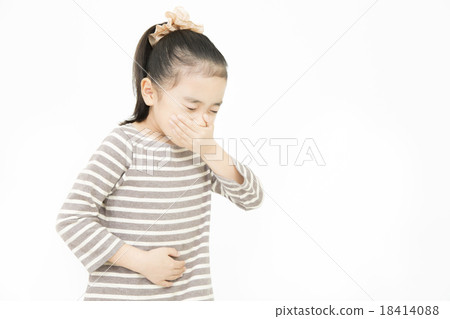 腹痛噁心女孩小學生痛苦痛苦 腹痛噁心女孩小學生痛苦痛苦 18414088