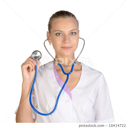 Beautiful smiling doctor woman holding stethoscope Beautiful smiling doctor woman holding stethoscope 18414722