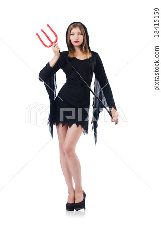 Woman devil with trident isolated on white Woman devil with trident isolated on white 18415159