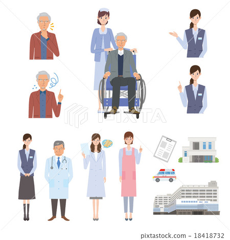 Elderly wheelchair illustration hospital set 18418732