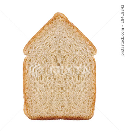 one slice of wheat bread in house symbol on white 18418842
