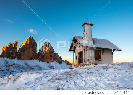chapel in Cime National Park, Dolomites, Italy 18421445