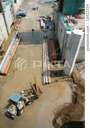 Asian, construction site, dredge, river bed Asian, construction site, dredge, river bed 18422354