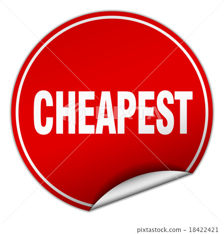 Cheaprest cheapest round red sticker isolated on white - Stock Illustration ...