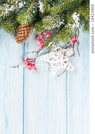 Christmas background with fir tree and decor Christmas background with fir tree and decor 18423908
