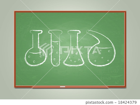 School blackboard with chemical test-tube symbols School blackboard with chemical test-tube symbols 18424379