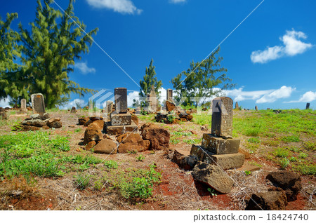 Old chinese grave headstones abandoned on Kauai 18424740