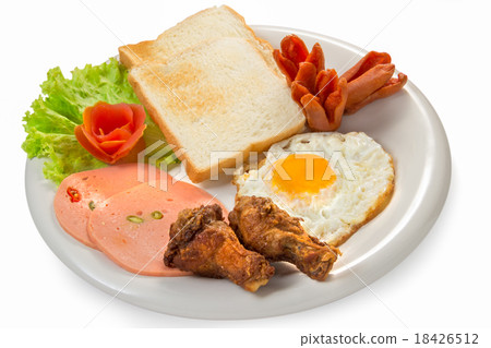 Traditional breakfast eggs with bread 18426512