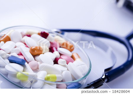 Pills and capsules, colorful bright medicine Pills and capsules, colorful bright medicine 18428604