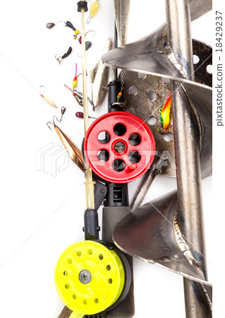 closeup ice fishing tackles and equipment closeup ice fishing tackles and equipment 18429237