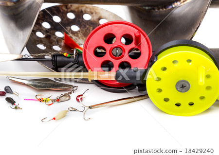 closeup ice fishing tackles and equipment closeup ice fishing tackles and equipment 18429240
