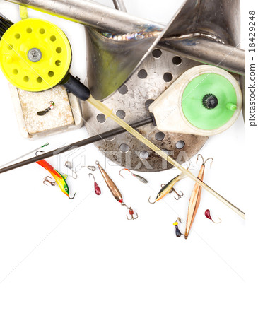 closeup ice fishing tackles and equipment closeup ice fishing tackles and equipment 18429248