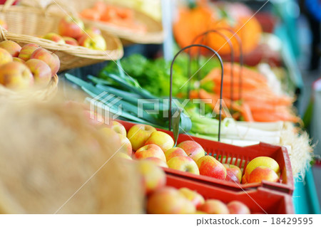 Fresh bio fruits and vegetables on a market Fresh bio fruits and vegetables on a market 18429595