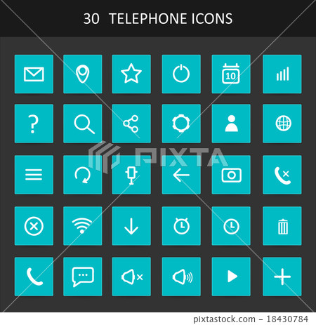 Set Of Flat Design Telephone Buttons And Icons 18430784