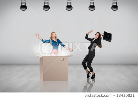 Beautiful girl inside a cardboard box Beautiful girl inside a cardboard box 18430821