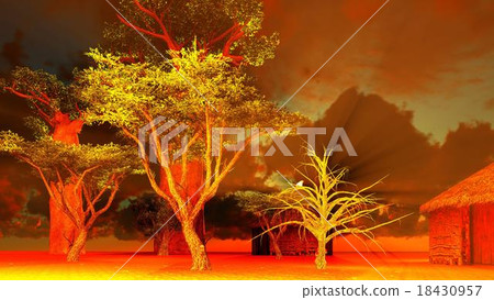 African village with traditional huts African village with traditional huts 18430957