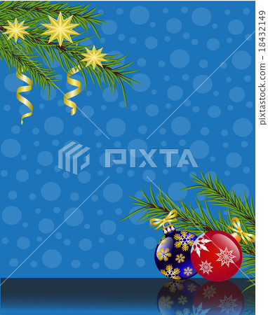 Christmas background with fir branches and toys - Stock Illustration ...