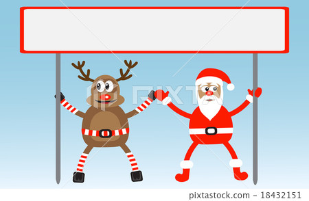 cartoon deer and Santa-Claus hold posteron 18432151