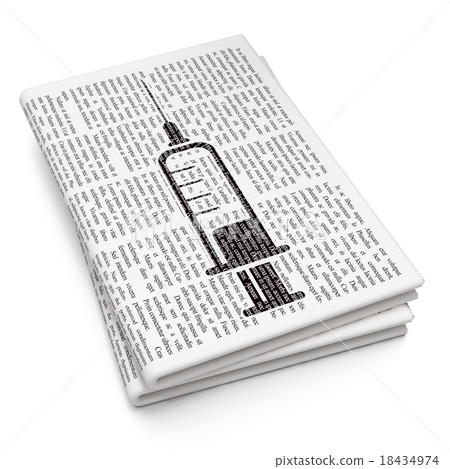 Medicine concept: Syringe on Newspaper background 18434974