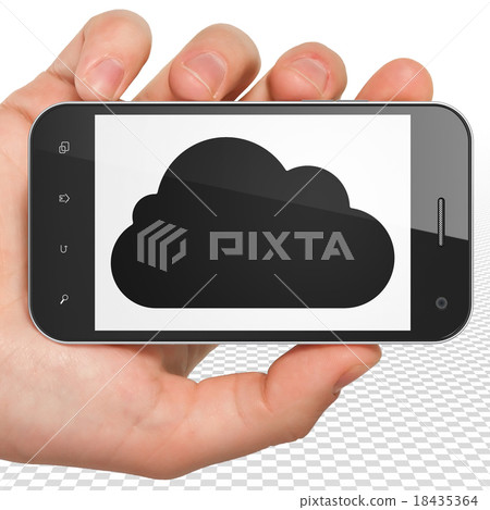 Cloud computing concept: Hand Holding Smartphone Cloud computing concept: Hand Holding Smartphone 18435364