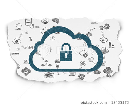 Cloud networking concept: Cloud With Padlock on Cloud networking concept: Cloud With Padlock on 18435373
