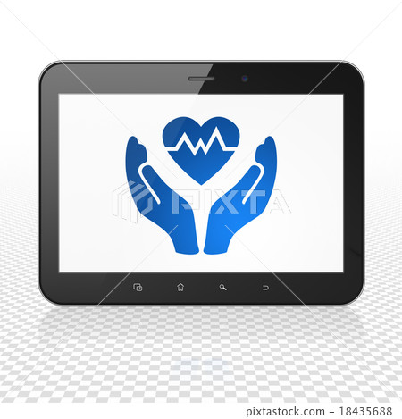 Insurance concept: Tablet Computer with Heart And Insurance concept: Tablet Computer with Heart And 18435688