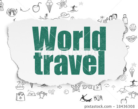 Vacation concept: World Travel on Torn Paper Vacation concept: World Travel on Torn Paper 18436308