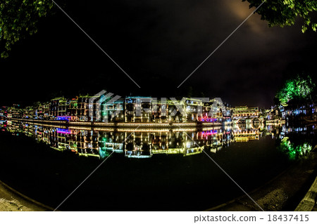 night scene of Fenghuang (Phoenix) ancient town Hunan China 18437415