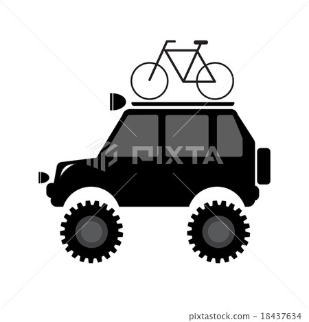 vector illustration Off-Road vehicle carry bicycle on top vector illustration Off-Road vehicle carry bicycle on top 18437634
