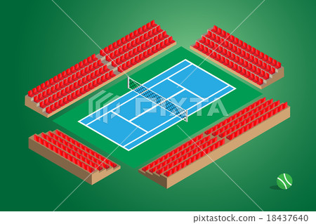 outdoor tennis court green background isometric view 18437640