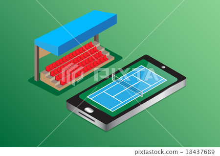 tennis court green background isometric view watching live conce tennis court green background isometric view watching live conce 18437689