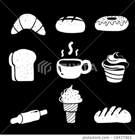 illustration of bakery icon set on black background 18437862
