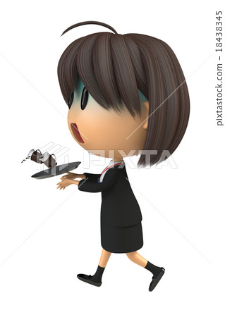 Female staff who sprinkle pale coffee Female staff who sprinkle pale coffee 18438345