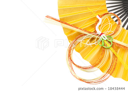 Gold fans and crane's water decoration 18438444
