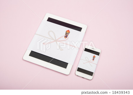 Tablet and smartphone with a slip paper 18439343