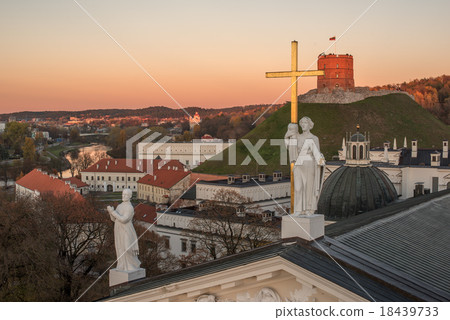 Vilnius, Lithuania: Sculptures on Roof of Vilnius, Lithuania: Sculptures on Roof of 18439733