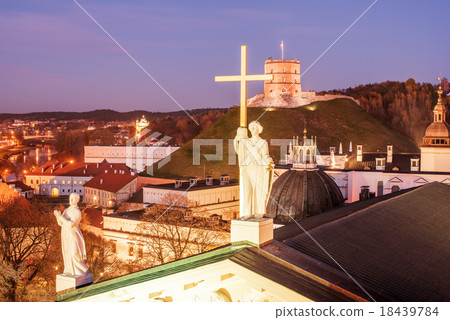 Vilnius, Lithuania: Sculptures on Roof of 18439784