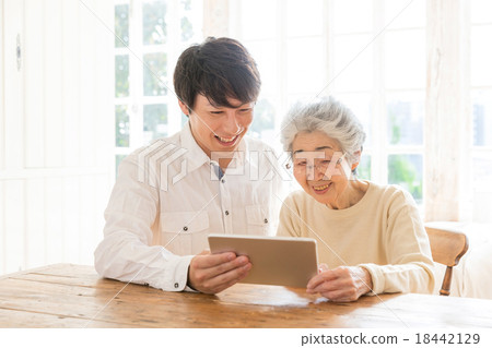 My grandmother using a tablet My grandmother using a tablet 18442129