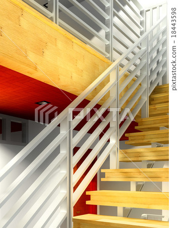 Modern staircase - interior 18443598