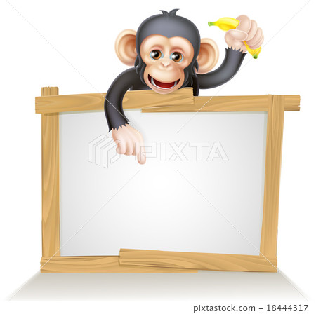 Cartoon Chimp Monnkey Sign 18444317