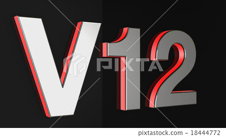 V12 sign, label, badge, emblem or design element. V12 sign, label, badge, emblem or design element. 18444772
